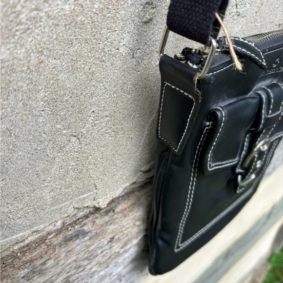 Samsonite Vintage Black Leather Crossbody Bag - Picture 4 of 7